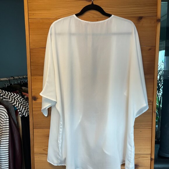 White Open Front Sheer Cardigan - L - Picture 3 of 8